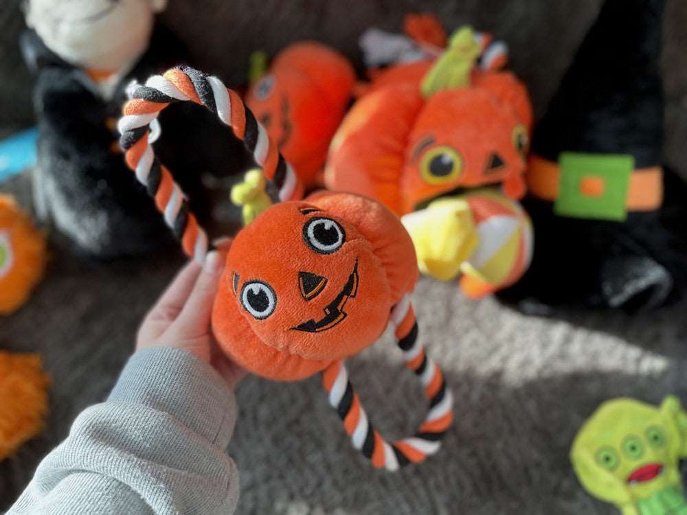 Halloween Pumpkin Toy available at Adorable Pet Supply.