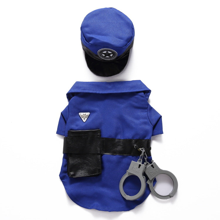 A Halloween dog police costume available at Adorable Pet Supply.