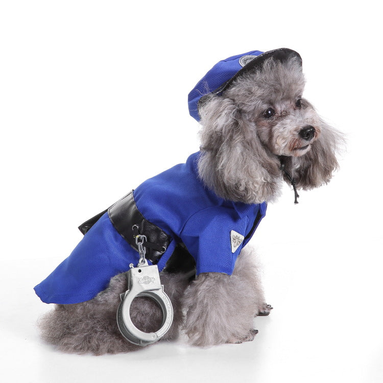 A Halloween dog police costume available at Adorable Pet Supply.