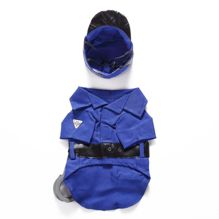 A Halloween dog police costume available at Adorable Pet Supply.