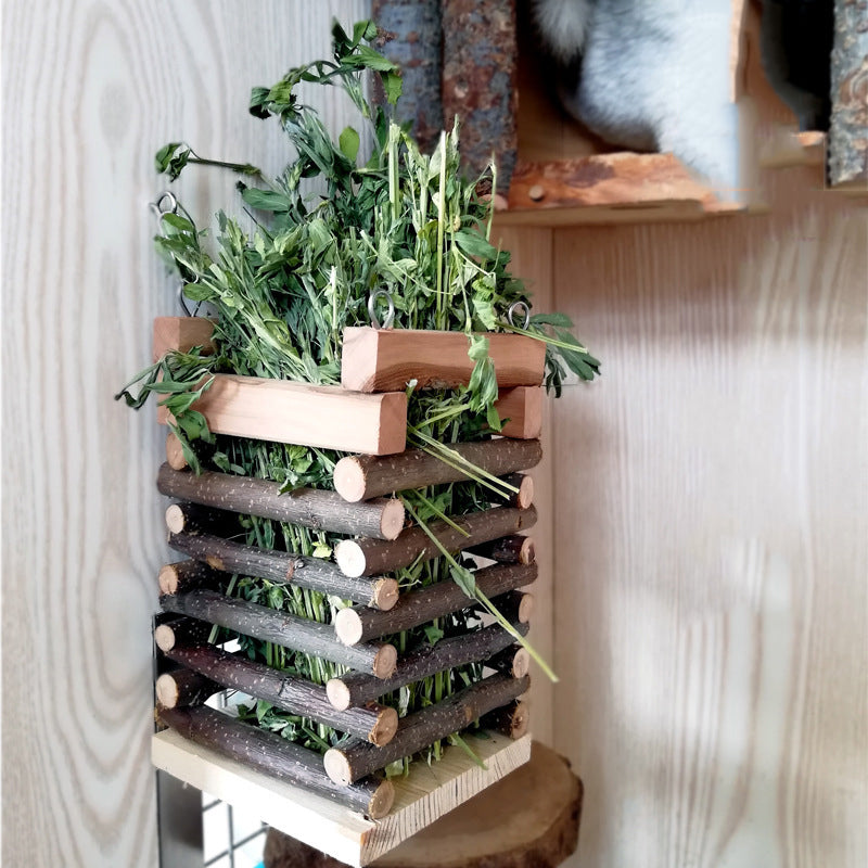 A grass branch feeder for small pets is available at Adorable Pet Supply.