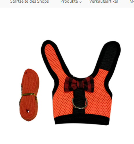 The cutest rabbit vest and leash is available at Adorable Pet Supply.