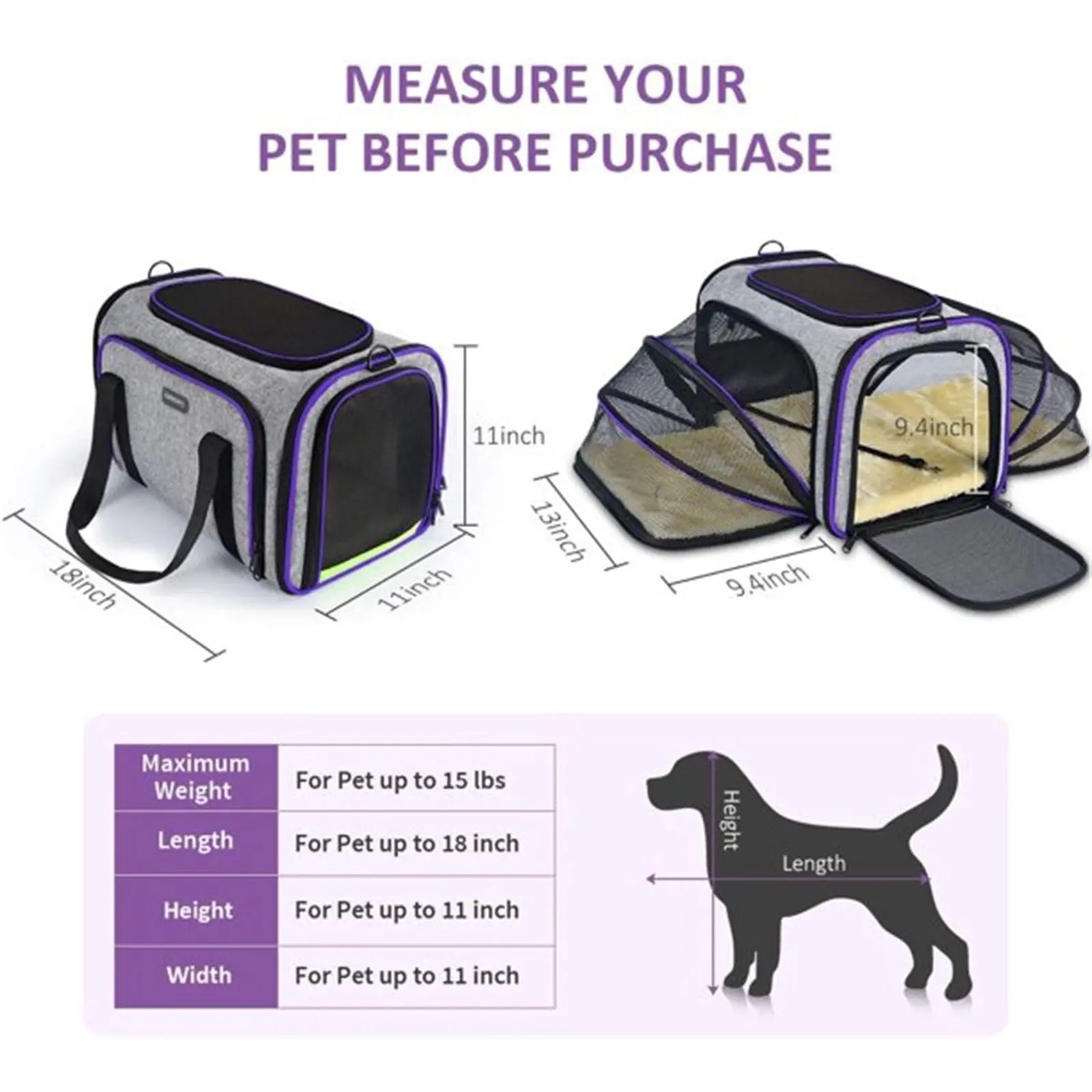 Pet Travel Expandable Carrier can be purchase at Adorable Pet Supply.