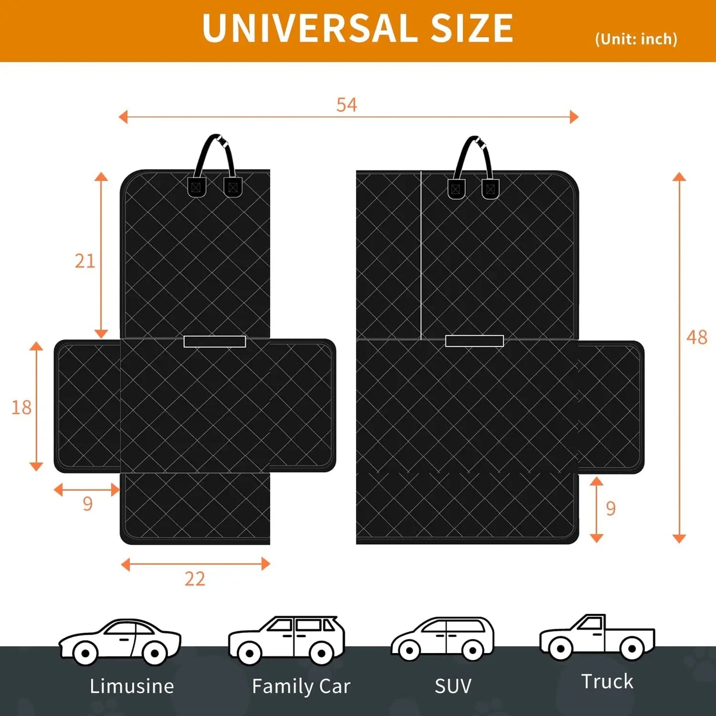 Dog Car Waterproof Seat Cover For Back Seat