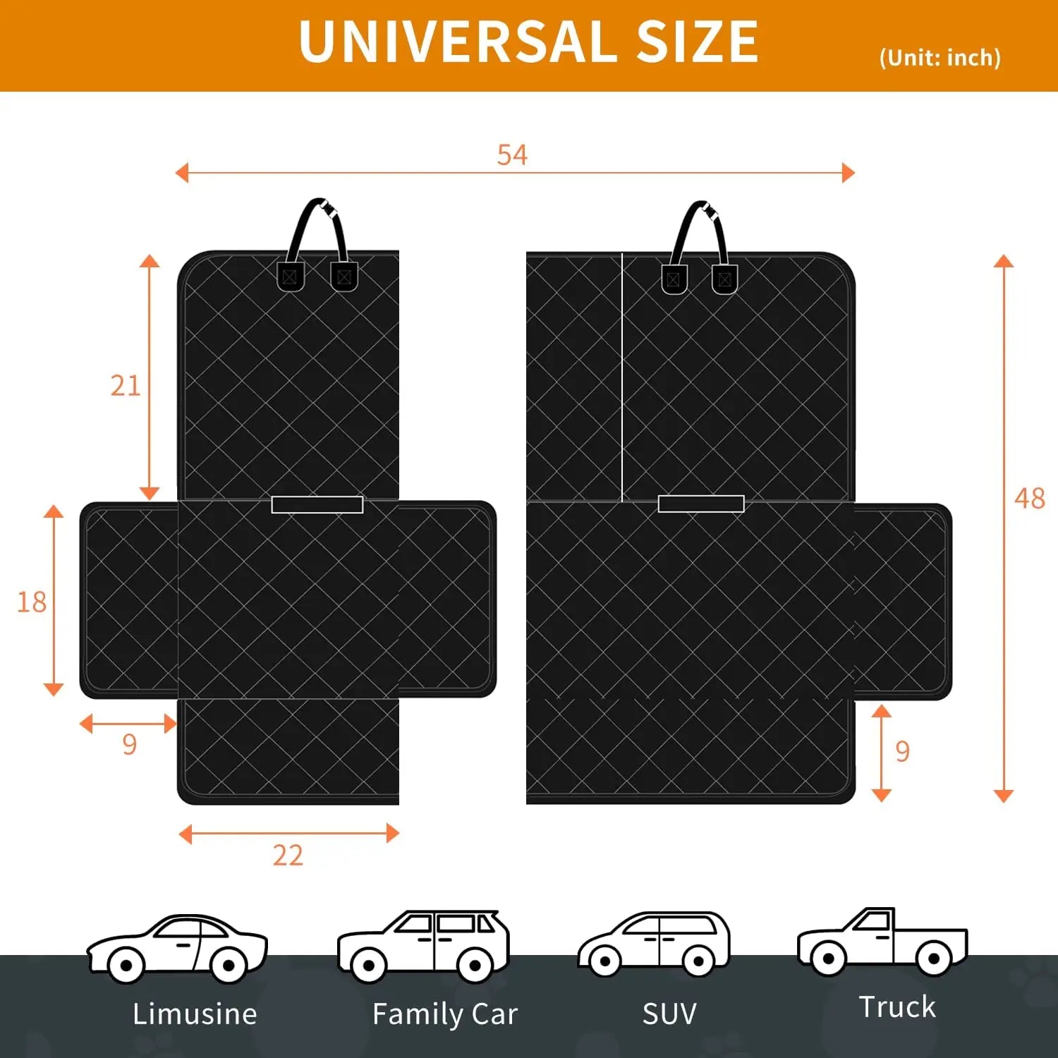 Dog Car Waterproof Seat Cover For Back Seat