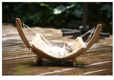 Cat Hammock Wooden Bed  is perfect for hanging outside- Adorable Pet Supply
