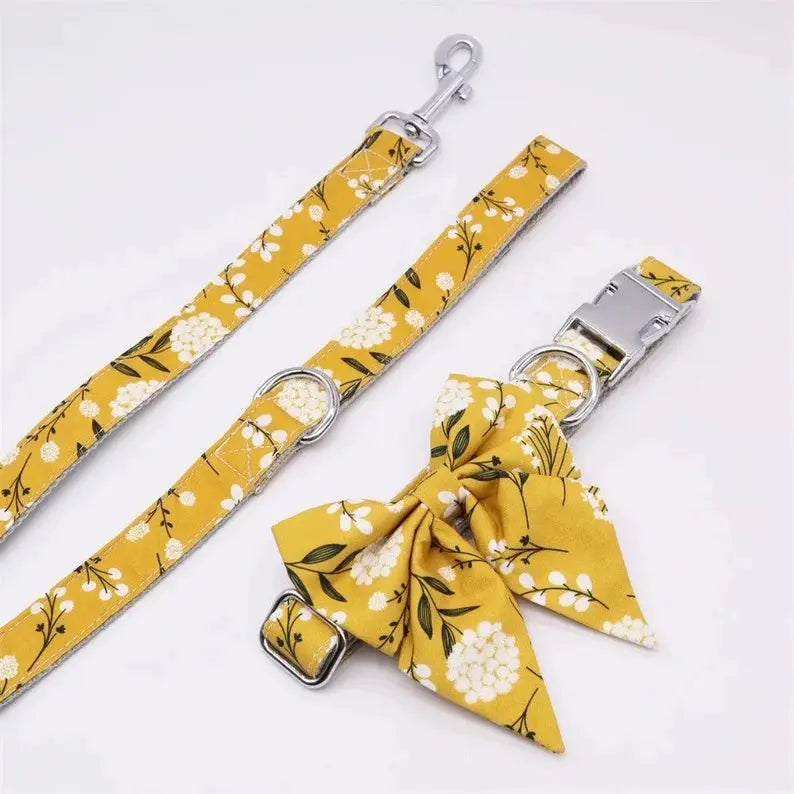 Yellow Floral Leash Harness Set is available at Adorable Pet Supply.