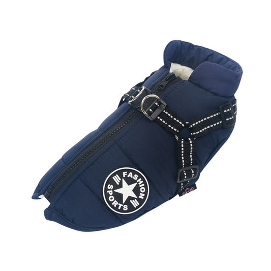 A fashionable sporty dog jacket for the winter available at Adorable Pet Supply. 