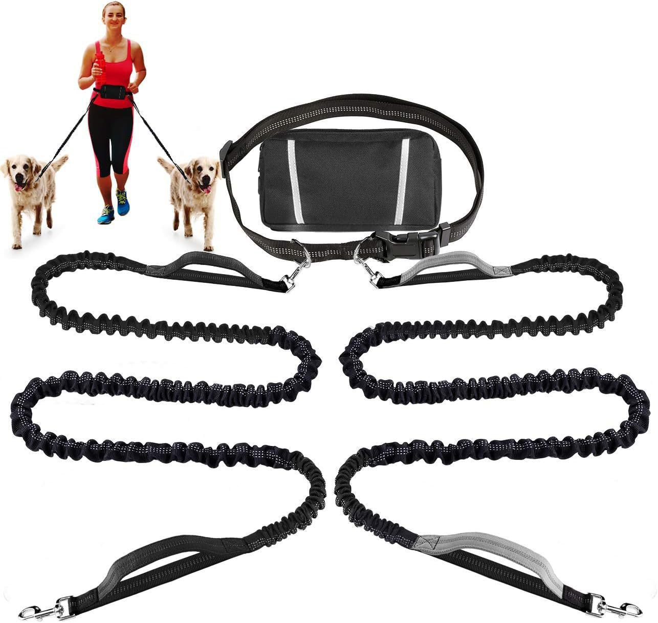 New Product Amazon Cross-Border Pet Dog Running Leash Set Reflective Night Running Waist Bag