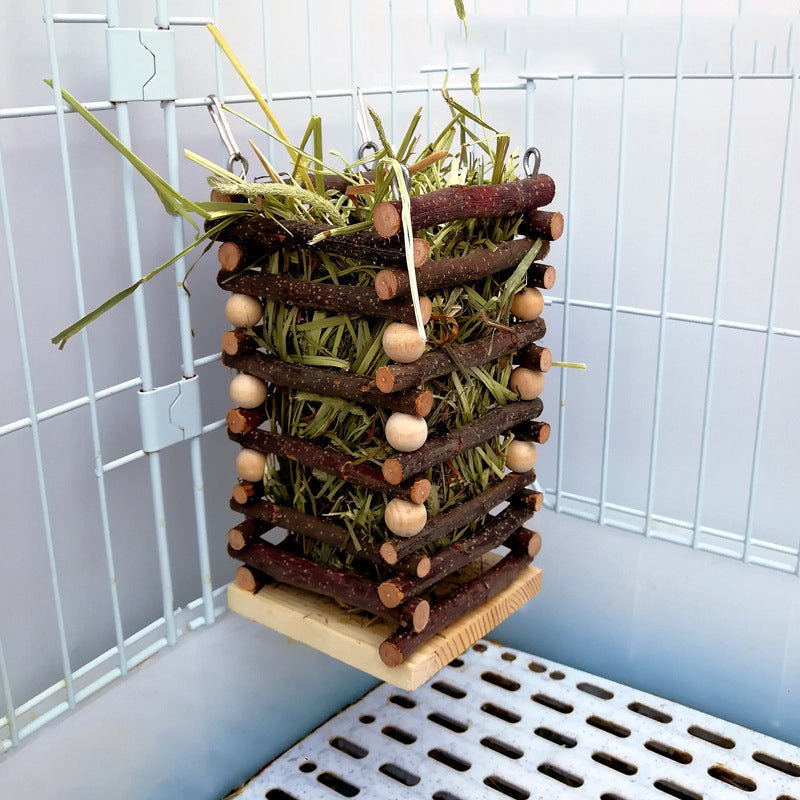 A grass branch feeder for small pets is available at Adorable Pet Supply.