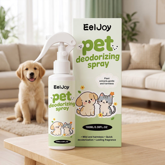 The brand EelJoy Pet Deodorizer spray is safe for both cats and dogs. 