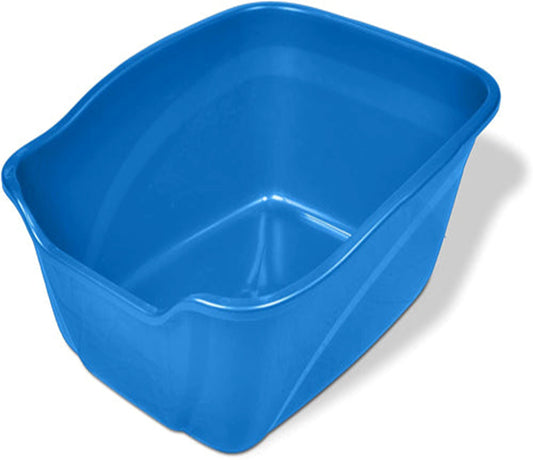 A blue cat litter box can be purchase at Adorable Pet Supply.