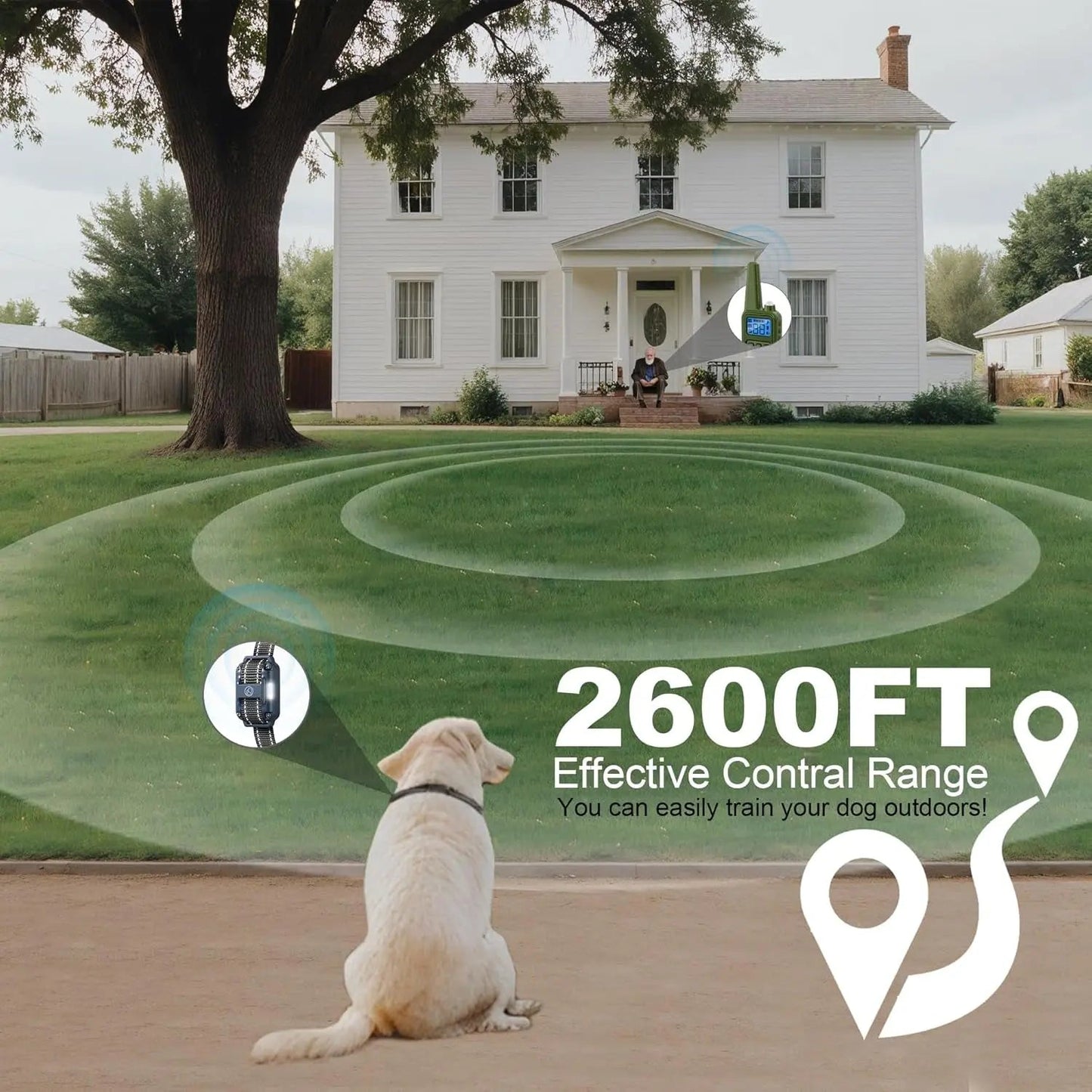 Waterproof Rechargeable Dog Training Collar – 2600ft Range, 3-Dog System, IPX7