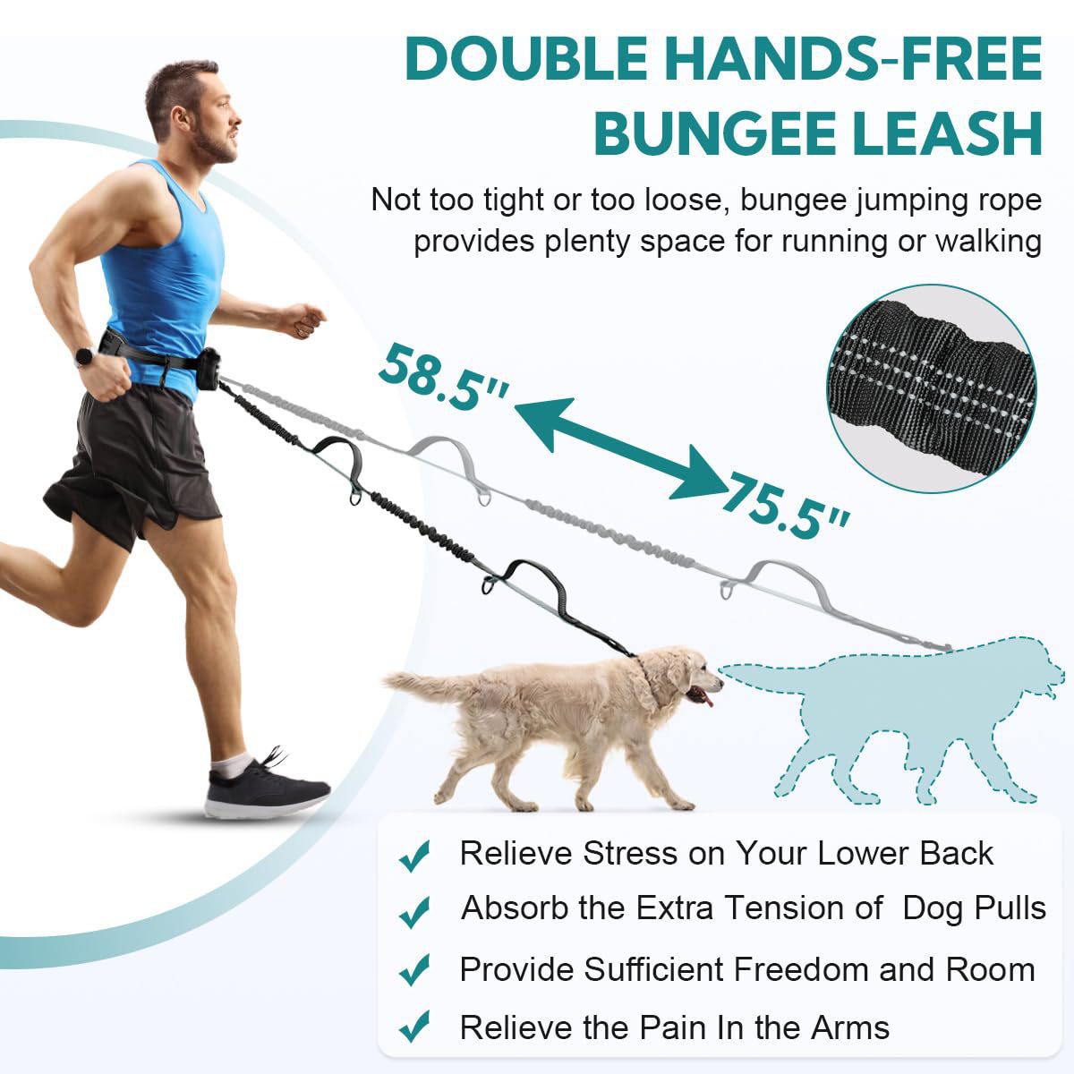 New Product With Waist Bag Running Leash Amazon Pet Leash Cross-Border Sports Running Leash